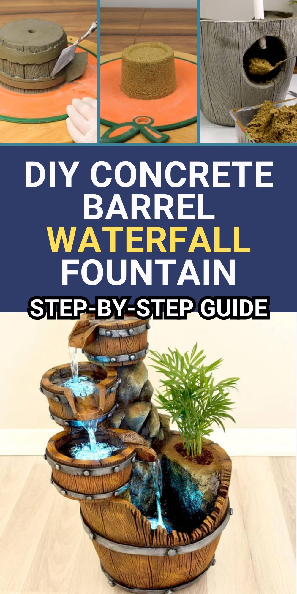 diy Concrete Barrel Waterfall Fountain
